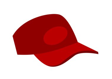 Logolu kırmızı beyzbol şapkası. Baskı, poster ve çizimler için vektör resmi.