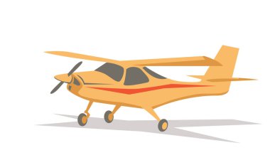 Hafif uçak. Asfalttaki küçük bir uçağın stilize edilmiş görüntüsü. Baskı, poster ve çizimler için vektör resmi.