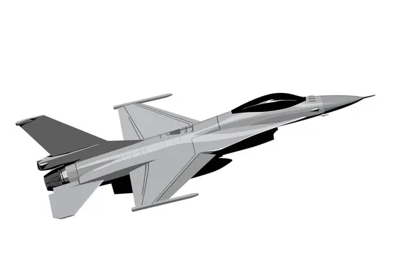 F-16 Falcon 'la savaşıyor. Modern savaş uçağı. Beyaz arka planda bir savaş uçağı görüntüsü. Baskı, poster ve çizimler için vektör resmi.