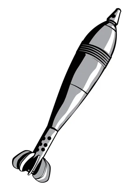 Cephane. 120mm havan mermisi. Havan topu bombası. Yüksek patlayıcı mermiler. İzole edilmiş. Baskı, poster ve çizimler için vektör resmi.