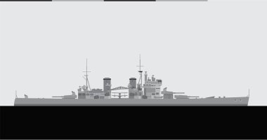 HMS KING GEORGE V 1940. Royal Navy battleship. Vector image for illustrations and infographics. clipart