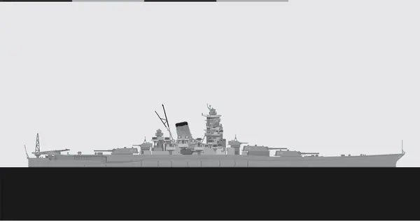 IJN YAMATO 1941. Japon İmparatorluk Donanması savaş gemisi. Resimler ve bilgi grafikleri için vektör resmi.