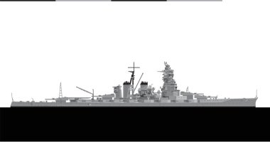 IJN HIEI 1942. Japon İmparatorluk Donanması Kongo sınıfı savaş kruvazörü. Resimler ve bilgi grafikleri için vektör resmi.