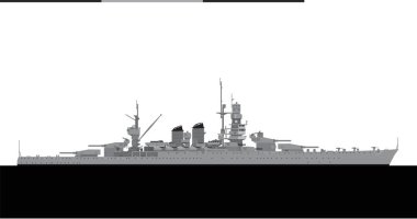 CAIO DUILIO 1940. İtalyan donanması Andrea Doria sınıfı savaş gemisi. Resimler ve bilgi grafikleri için vektör resmi.