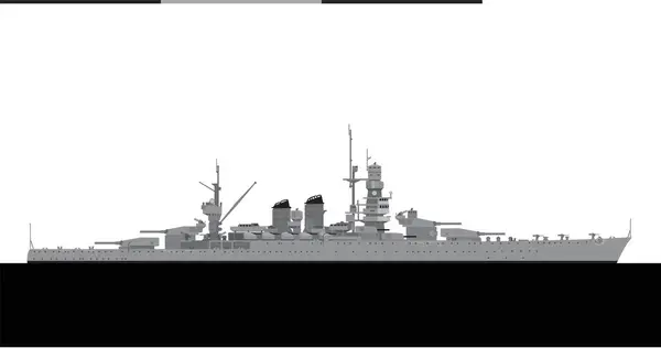 stock vector CAIO DUILIO 1940. Italian navy Andrea Doria class battleship. Vector image for illustrations and infographics.