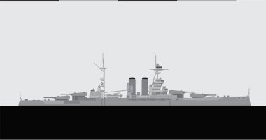 HMS QUEEN ELIZABETH 1915. Royal Navy battleship. Vector image for illustrations and infographics. clipart