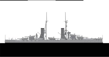 CAIO DUILIO 1915. İtalyan donanması Andrea Doria sınıfı savaş gemisi. Resimler ve bilgi grafikleri için vektör resmi.