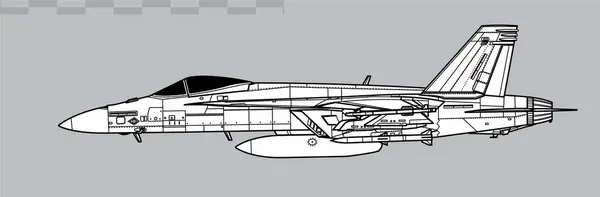 Boeing FA-18E Super Hornet. Çoklu savaş uçağının vektör çizimi. Yan görüş. Resim ve bilgi grafikleri için resim.