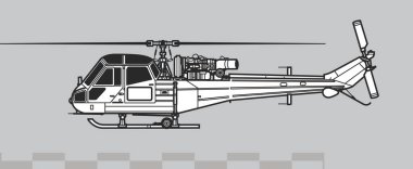 Westland Scout AH.1. Işık hizmetleri helikopterinin vektör çizimi. Yan görüş. Resim ve bilgi grafikleri için resim.