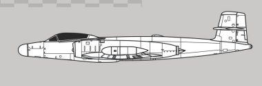 Avro Canada CF-100 Mk5 Kanadalı. Uzun menzilli avcı uçaklarının vektör çizimi. Yan görüş. Resim ve bilgi grafikleri için resim.