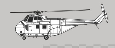 Westland Kasırgası Har.5 Çoklu helikopter vektör çizimi. Yan görüş. Resim ve bilgi grafikleri için resim.