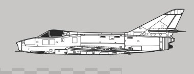 Dassault Super Mystere B.2. Vector drawing of French fighter-bomber. Side view. Image for illustration and infographics. clipart