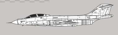 McDonnell F-101B Voodoo. Vector drawing of supersonic interceptor. Side view. Image for illustration and infographics. clipart