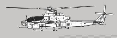Çan AH-1Z Viper. Saldırı helikopterinin vektör çizimi. Yan görüş. Resim ve bilgi grafikleri için resim.