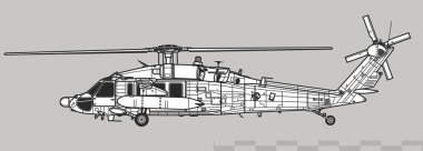 Sikorsky MH-60L Black Hawk. Vector drawing of special operations helicopter. Side view. Image for illustration and infographics. clipart