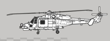 AgustaWestland AW159 Wildcat. Vector drawing of multirole helicopter. Side view. Image for illustration and infographics. clipart