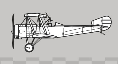 Sopwith Comic. Sopwith Strutter. World War 1 anti zeppelin aircraft. Side view. Image for illustration and infographics. clipart