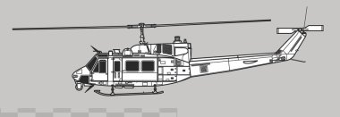 Bell UH-1N Iroquois. Twin Huey. Model 212. Vector drawing of utility helicopter. Side view. Image for illustration and infographics. clipart