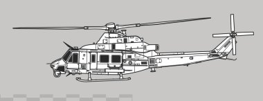 Bell UH-1Y Venom. Vector drawing of utility helicopter. Side view. Image for illustration and infographics. clipart