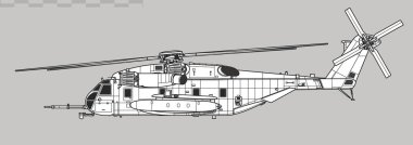 Sikorsky CH-53E Super Stallion. Vector drawing of heavy-lift helicopter. Side view. Image for illustration and infographics. clipart