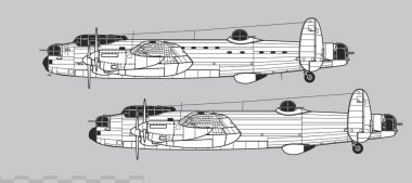 Avro Lancaster BI BIII. World War 2 heavy bomber. Side view. Image for illustration and infographics. clipart