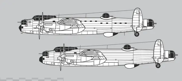 Avro Lancaster FBI BIII. 2. Dünya Savaşı ağır bombardıman uçağı. Yan görüş. Resim ve bilgi grafikleri için resim.