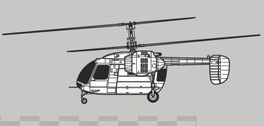 Kamov Ka-26 Hoodlum. Işık hizmetleri helikopterinin vektör çizimi. Yan görüş. Resim ve bilgi grafikleri için resim.