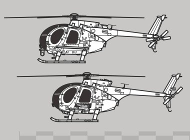 MD Helicopters MH-6 Little Bird. Vector drawing of special forces helicopter. Side view. Image for illustration and infographics. clipart