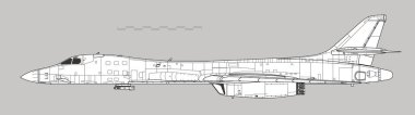 Rockwell B-1B Lancer. Modern stratejik bombacının vektör çizimi. Yan görüş. Resim ve bilgi grafikleri için resim.