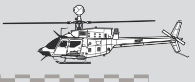 Çan OH-58D Kiowa Savaşçısı. Keşif helikopterinin vektör çizimi. Yan görüş. Resim ve bilgi grafikleri için resim.