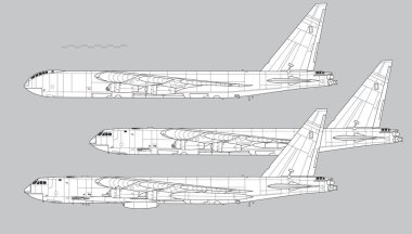 Boeing B-52 Stratofortress. Vector drawing of strategic bomber. Side view. Image for illustration and infographics. clipart