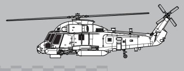 Kaman SH-2G Super Seasprite. Vector drawing of anti-submarine warfare helicopter. Side view. Image for illustration and infographics. clipart