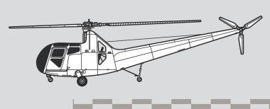 Sikorsky R-6 Hoverfly 2. Anahat vektör çizimi
