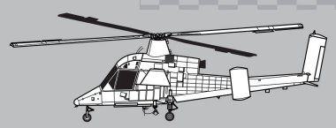 Kaman K-MAX. Vector drawing of transport helicopter. Side view. Image for illustration and infographics. clipart
