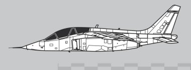 Dassault-Dornier Alpha Jet. Vector drawing of training jet aircraft. Side view. Image for illustration. clipart