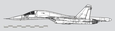 Sukhoi Su-34 Fullback. Anahat vektör çizimi