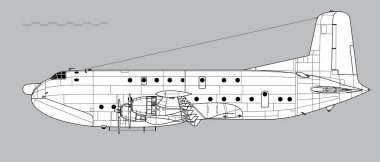 Douglas C-124 Globemaster II. Vector drawing of heavy-lift military transport aircraft. Side view. Image for illustration and infographics. clipart