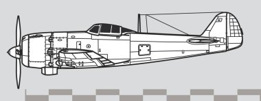 Nakajima Ki-84 Hayate. Frank. Anahat vektör çizimi