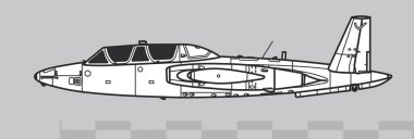 Fouga CM.170 Magister. Eğitimli jet uçaklarının vektör çizimi. Yan görüş. Resim için resim.