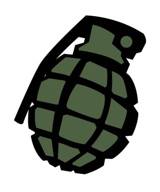 Piyade silahı. Parça tesirli el bombası. Baskı, poster ve çizimler için vektör resmi.