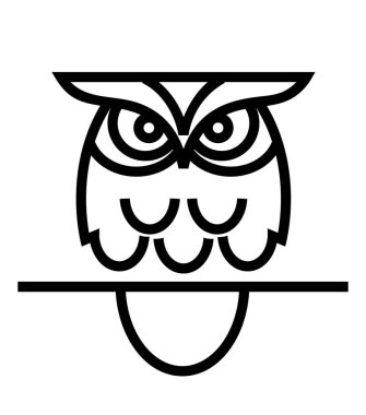 Baykuş. Basit siyah baykuş logosu. Maskot. Logo, simge ve çizimler için izole görüntü.