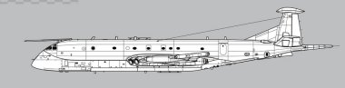 Hawker Siddeley Nimrod MR2. Maritime reconnaissance, patrol and anti-shipping aircraft. Side view. Image for illustration and infographics. clipart