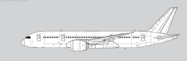 Boeing 787-8 Dreamliner. Yolcu jet uçağının vektör çizimi. Yan görüş. Resim ve bilgi grafikleri için resim.