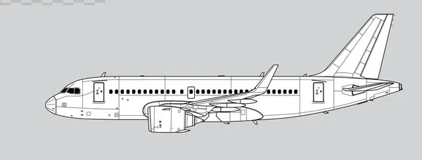 stock vector Airbus A319 NEO. Vector drawing of short-range, passenger jet airliner. Side view. Image for illustration and infographics.