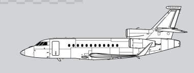 Dassault Falcon 900LX. Şirket jet uçaklarının vektör çizimi. Yan görüş. Resim ve bilgi grafikleri için resim.