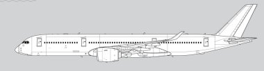 Airbus A350-900. Uzun menzilli, yolcu jet uçağının vektör çizimi. Yan görüş. Resim ve bilgi grafikleri için resim.