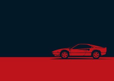 Klasik spor araba poster şablonu. Baskı, poster ve çizimler için vektör resmi.