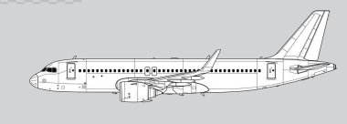 Airbus A320 NEO. Dar gövdeli yolcu uçağının vektör çizimi. Yan görüş. Resim ve bilgi grafikleri için resim.
