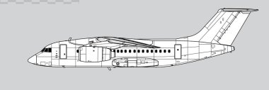 Antonov An-148-100B. Bölgesel yolcu jet uçağının vektör çizimi. Yan görüş. Resim ve bilgi grafikleri için resim.