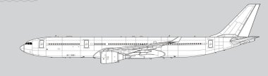 Airbus A330-300. Geniş gövdeli uçağın vektör çizimi. Yan görüş. Resim ve bilgi grafikleri için resim.